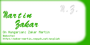 martin zakar business card